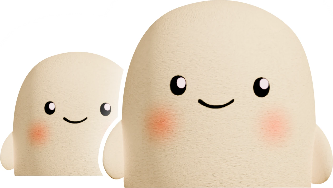 Two Voicebooks mascots — a grown-up and a child — side by side, smiling